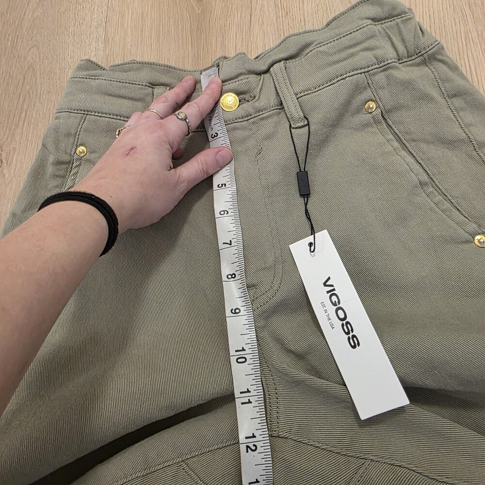 Vigoss Tan Janis Baggy‎ Elastic Waist High Rise Casual Crop Jeans Size 27 - Picture 8 of 11